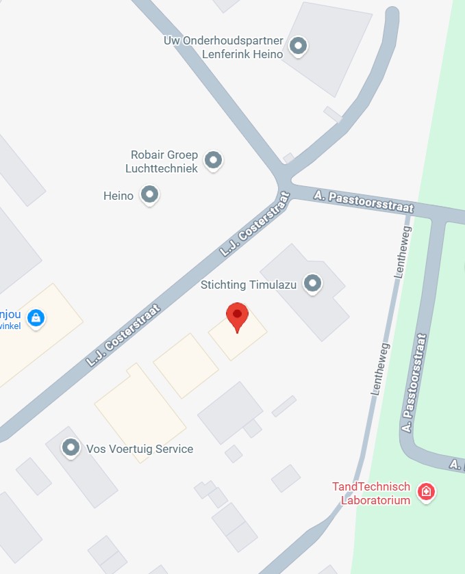 Kaart van Heino met locatie van Dorcas winkel en nabijgelegen bedrijven, gericht op humanitaire hulp en armoedebestrijding in Oost-Europa en Afrika.