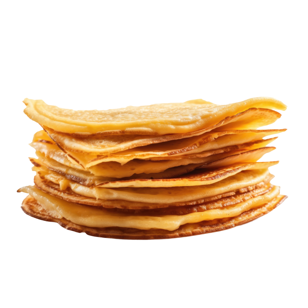 Gezicht op een stapel dunne pannenkoeken, symboliseert voedselhulp en armoedebestrijding in ontwikkelingslanden, passend bij de missie van Dorcas.